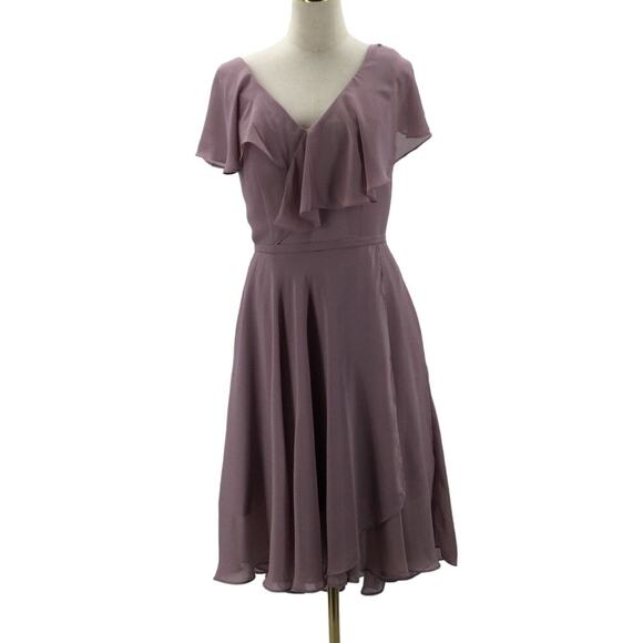 BRIDEMAID SZ 12 L mauve purple ruffle corset knee length party dress NEW B113 - Picture 1 of 8
